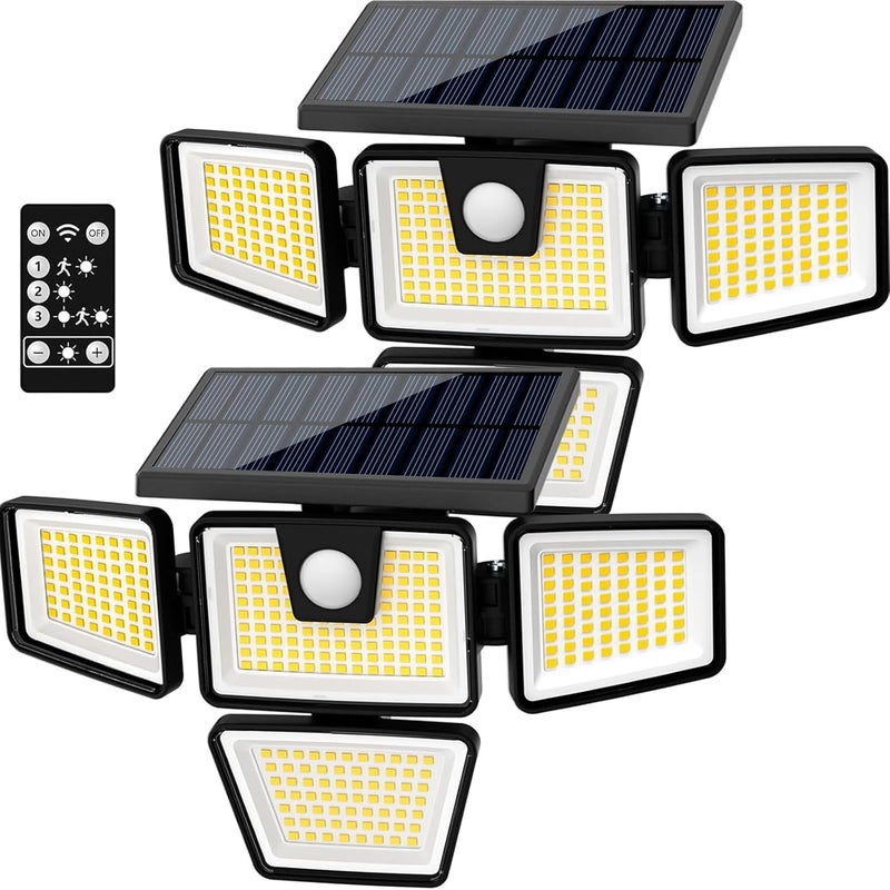 AmeriTop Solar Lights Outdoor, 2 Pack LED High Brightness Cordless Solar Motion Sensor Lights; 4 Adjustable Heads, 320° Wide Angle Illumination, IP65 Waterproof, Security LED Wall Light(Daylight) - Image 1